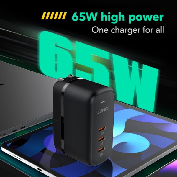 EDA0069600_B1.jpg LDNIO Q367 65W GaN 3 x USB-C / Type-C Interface Charger with 1m USB-C / Type-...