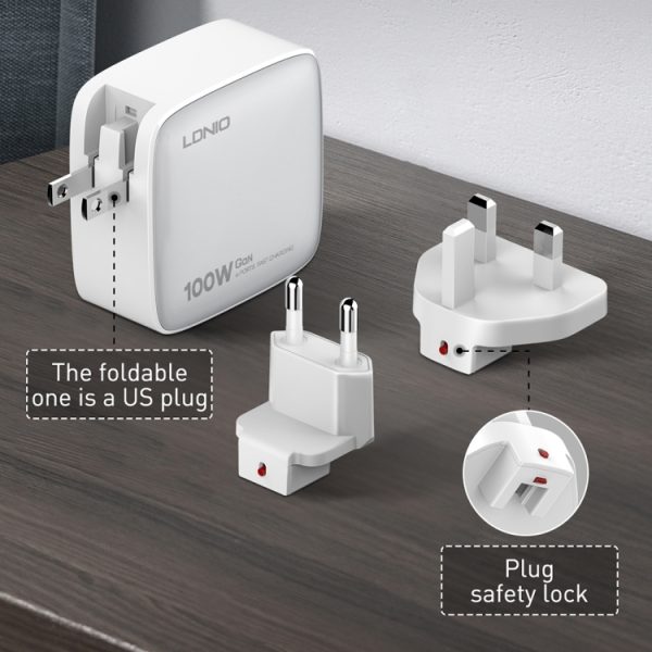 EDA0069607_B11.jpg LDNIO Q408 100W GaN USB+3 USB-C / Type-C Interface Charger with 1m 100W USB-C...