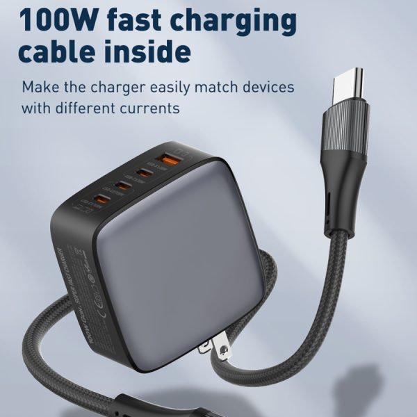 EDA0069607_B13.jpg LDNIO Q408 100W GaN USB+3 USB-C / Type-C Interface Charger with 1m 100W USB-C...