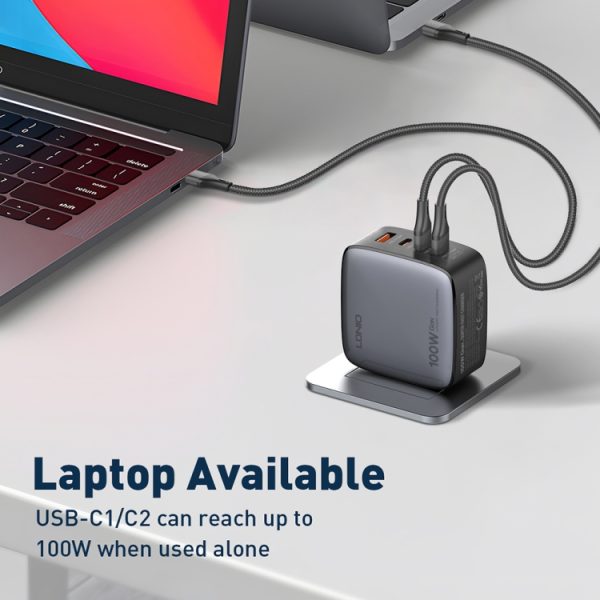 EDA0069607_B5.jpg LDNIO Q408 100W GaN USB+3 USB-C / Type-C Interface Charger with 1m 100W USB-C...
