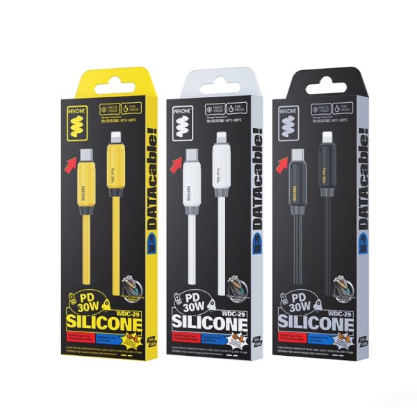 EDA0070726_B2.jpg WK WDC-29 Elastic Genuine Silicone 1m PD30W Type-C to 8 Pin Fast Charging Data Cable, WDC-29