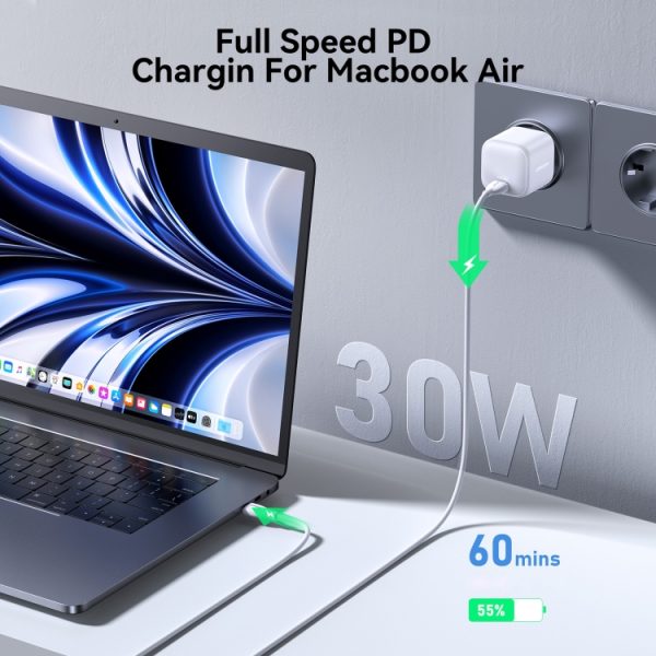 EDA007193201A_3.jpg JOYROOM JR-TCG15 30W GaN USB-C / Type-C Port Mini Charger, EU Plug, UK Plug