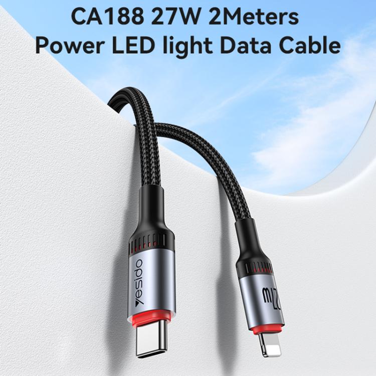 Yesido CA182 PD27W 3A USB-C / Type-C to 8 Pin Charging Data Cable, Length: 1.2m, CA182 2 Yesido CA182 PD27W 3A USB-C / Type-C to 8 Pin Charging Data Cable, Length: 1.2m, CA182 - Image 2