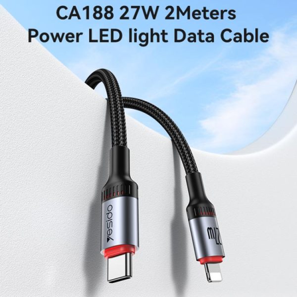 EDA007583601A_1.jpg Yesido CA184 PD27W 3A USB-C / Type-C to 8 Pin Charging Data Cable, Length: 2m, CA184