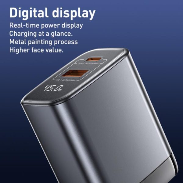 EDA0076608_B4.jpg REMAX U2-AC 67W USB and Type-C GaN Digital Display Fast Charger, EU Plug, UK ...