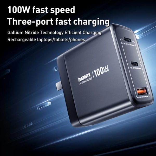EDA0076610_B1.jpg REMAX U2-AC 100W USB and Dual Type-C GaN Digital Display Fast Charger, EU Plu...