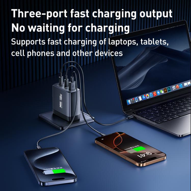 REMAX U2-AC 100W USB and Dual Type-C GaN Digital Display Fast Charger, EU Plug, UK Plug 3 REMAX U2-AC 100W USB and Dual Type-C GaN Digital Display Fast Charger, EU Plug, UK Plug - Image 3