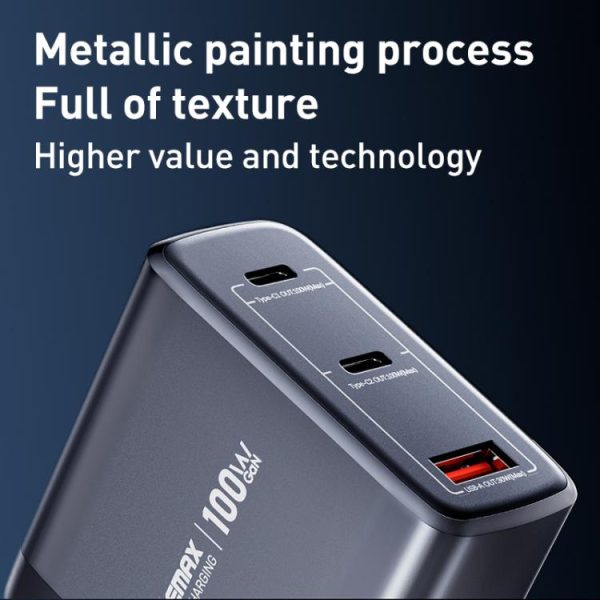 EDA0076610_B4.jpg REMAX U2-AC 100W USB and Dual Type-C GaN Digital Display Fast Charger, EU Plu...