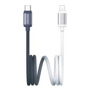 USAMS SJ757 30W Type-C to 8 Pin Dual Color Aluminum Alloy Fast Charging Data Cable, Type-C to 8 Pin