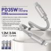 WK WDC-65 PD35W Type-C to 8 Pin Fast Charging Data Cable, Length: 1.2m, WDC-65