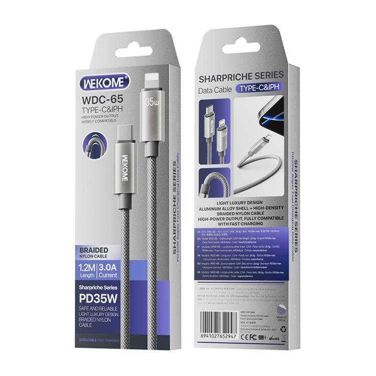 WK WDC-65 PD35W Type-C to 8 Pin Fast Charging Data Cable, Length: 1.2m, WDC-65 5 WK WDC-65 PD35W Type-C to 8 Pin Fast Charging Data Cable, Length: 1.2m, WDC-65 - Image 5