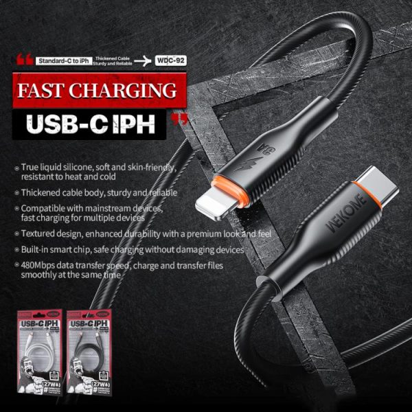 EDA007984901A_2.jpg WK WDC-92 PD27W Type-C to 8 Pin Silicone Data Cable, Length: 1.2m, WDC-92