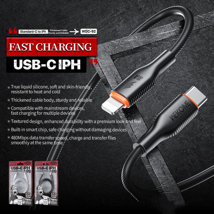 WK WDC-92 PD27W Type-C to 8 Pin Silicone Data Cable, Length: 1.2m, WDC-92 3 WK WDC-92 PD27W Type-C to 8 Pin Silicone Data Cable, Length: 1.2m, WDC-92 - Image 3