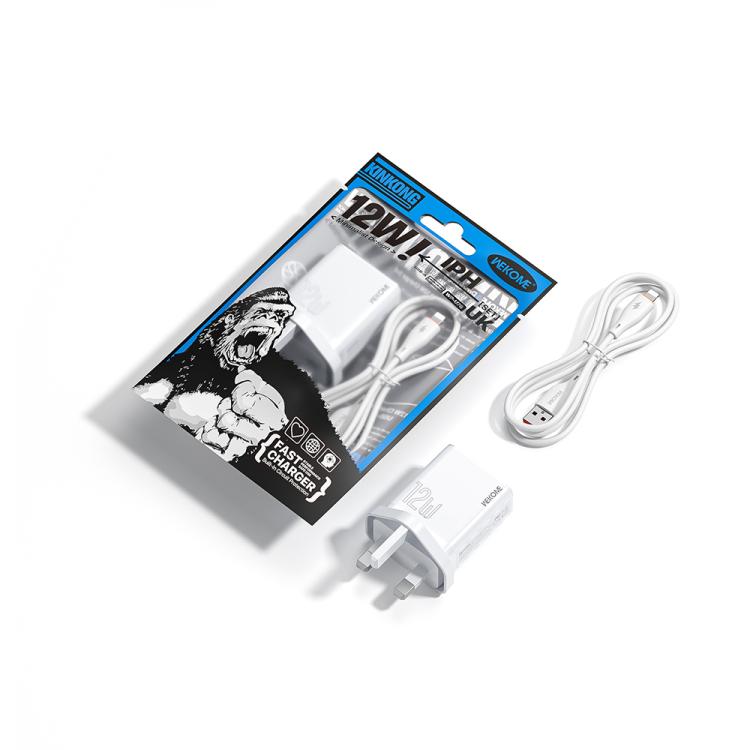 WK WP-U76 Kinkong 12W USB Charger Set, UK Plug, US Plug, EU Plug 3 WK WP-U76 Kinkong 12W USB Charger Set, UK Plug, US Plug, EU Plug - Image 3
