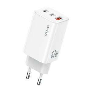 USAMS CC265 67W GaN 2 x Type-C, USB Triple-port Mini Fast Charger, CC265