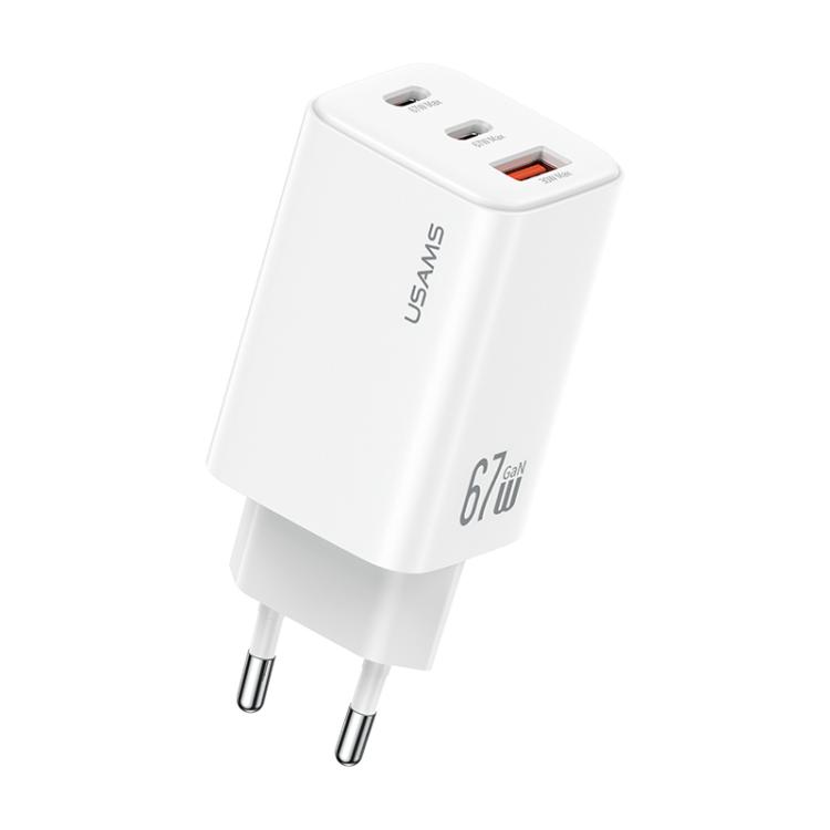 USAMS CC265 67W GaN 2 x Type-C, USB Triple-port Mini Fast Charger, CC265 1 USAMS CC265 67W GaN 2 x Type-C, USB Triple-port Mini Fast Charger, CC265