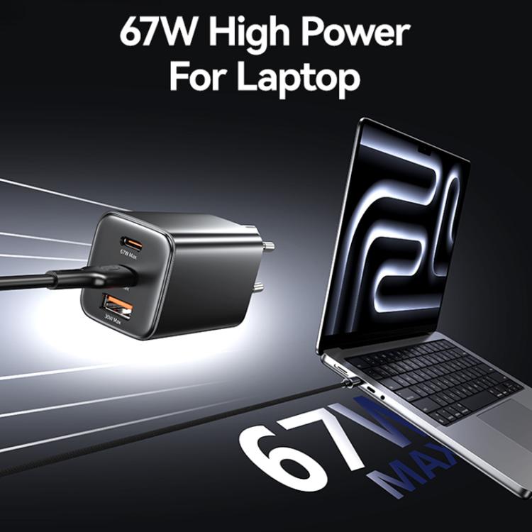 USAMS CC265 67W GaN 2 x Type-C, USB Triple-port Mini Fast Charger, CC265 4 USAMS CC265 67W GaN 2 x Type-C, USB Triple-port Mini Fast Charger, CC265 - Image 4