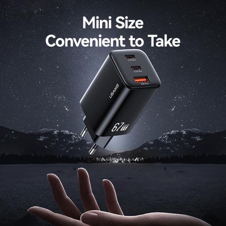 USAMS CC265 67W GaN 2 x Type-C, USB Triple-port Mini Fast Charger, CC265 6 USAMS CC265 67W GaN 2 x Type-C, USB Triple-port Mini Fast Charger, CC265 - Image 6