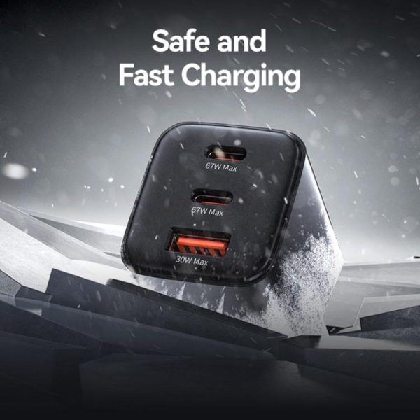 EDA0084227_B7.jpg USAMS CC265 67W GaN 2 x Type-C, USB Triple-port Mini Fast Charger, CC265