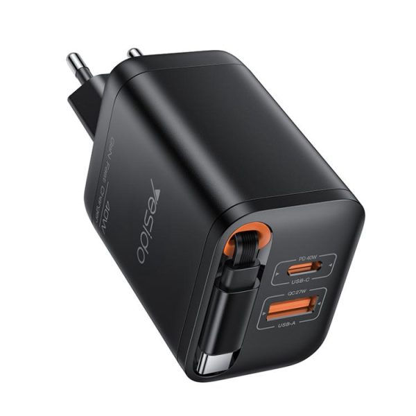 EDA008504701A-1.jpg Yesido YC99 40W Fast Charger with Telescopic Type-C Cable, YC99