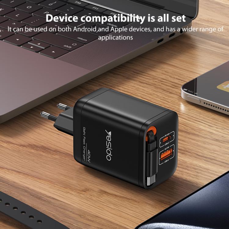 Yesido YC99 40W Fast Charger with Telescopic Type-C Cable, YC99 11 Yesido YC99 40W Fast Charger with Telescopic Type-C Cable, YC99 - Image 11