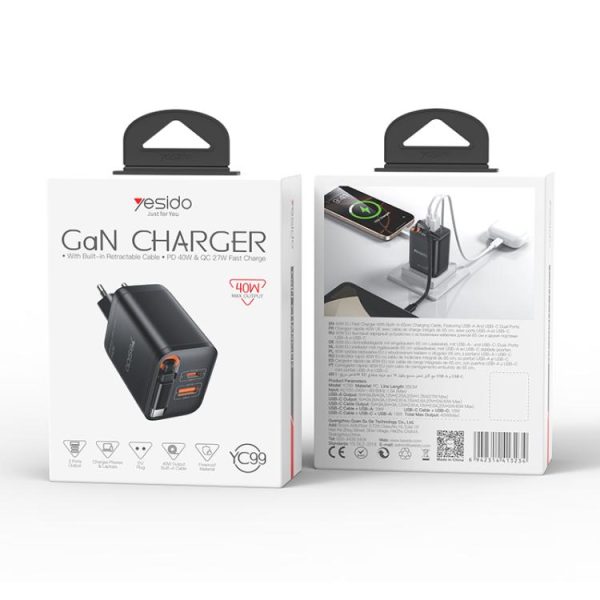 EDA008504701A_11.jpg Yesido YC99 40W Fast Charger with Telescopic Type-C Cable, YC99