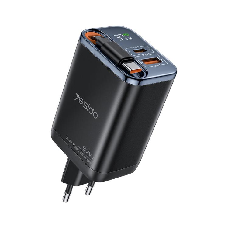 Yesido YC100 67W Fast Charger with Telescopic Type-C Cable, YC100 1 Yesido YC100 67W Fast Charger with Telescopic Type-C Cable, YC100