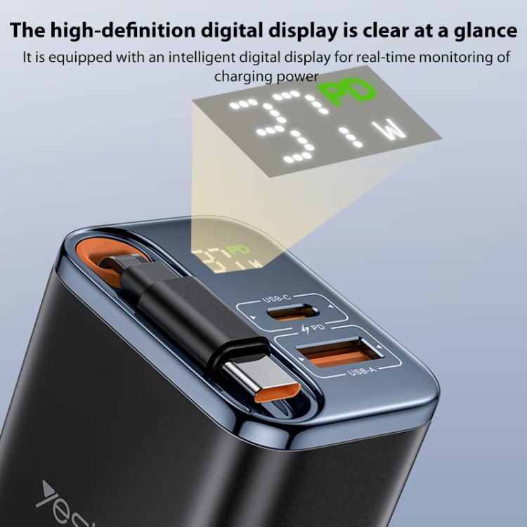 Yesido YC100 67W Fast Charger with Telescopic Type-C Cable, YC100 8 Yesido YC100 67W Fast Charger with Telescopic Type-C Cable, YC100 - Image 8
