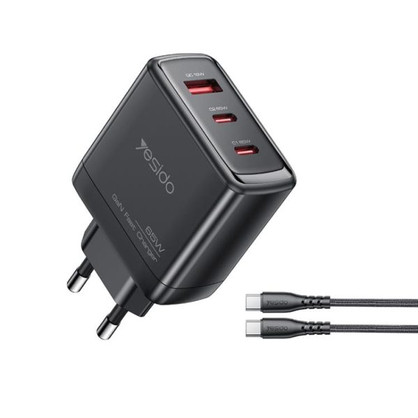EDA008505201A-1.jpg Yesido YC144C 65W Three-port Fast Charger with 1m Type-C Cable, YC144C