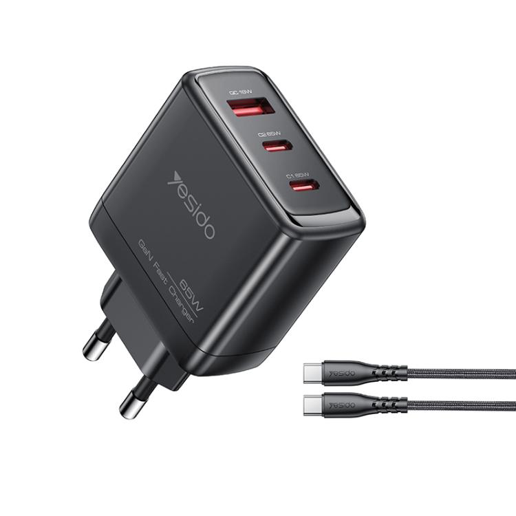 Yesido YC144C 65W Three-port Fast Charger with 1m Type-C Cable, YC144C 1 Yesido YC144C 65W Three-port Fast Charger with 1m Type-C Cable, YC144C