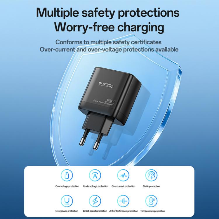 Yesido YC144C 65W Three-port Fast Charger with 1m Type-C Cable, YC144C 11 Yesido YC144C 65W Three-port Fast Charger with 1m Type-C Cable, YC144C - Image 11