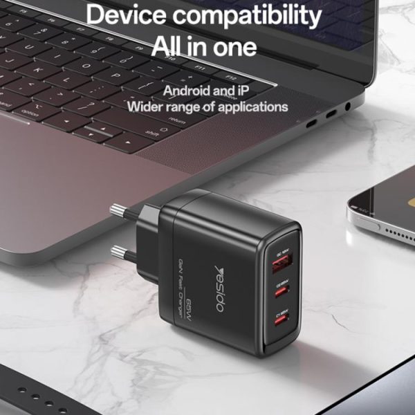 EDA008505201A_11.jpg Yesido YC144C 65W Three-port Fast Charger with 1m Type-C Cable, YC144C