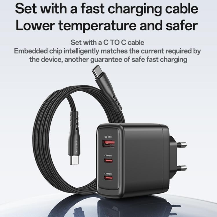 Yesido YC144C 65W Three-port Fast Charger with 1m Type-C Cable, YC144C 13 Yesido YC144C 65W Three-port Fast Charger with 1m Type-C Cable, YC144C - Image 13