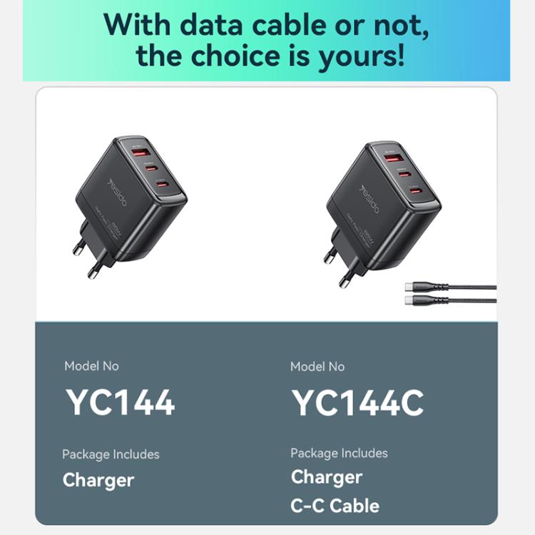 Yesido YC144C 65W Three-port Fast Charger with 1m Type-C Cable, YC144C 14 Yesido YC144C 65W Three-port Fast Charger with 1m Type-C Cable, YC144C - Image 14