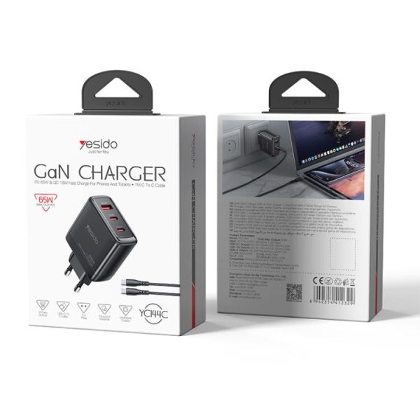 EDA008505201A_14.jpg Yesido YC144C 65W Three-port Fast Charger with 1m Type-C Cable, YC144C