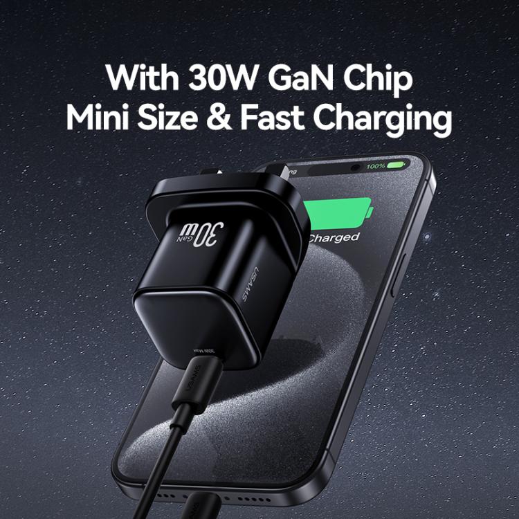 USAMS CC276 30W GaN USB-C / Type-C Port Mini Fast Charger, UK Plug 2 USAMS CC276 30W GaN USB-C / Type-C Port Mini Fast Charger, UK Plug - Image 2