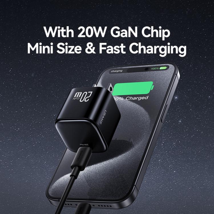 USAMS CC267 20W GaN USB-C / Type-C Port Mini Fast Charger, US Plug 2 USAMS CC267 20W GaN USB-C / Type-C Port Mini Fast Charger, US Plug - Image 2