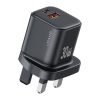 EDA008529601A-1.jpg USAMS CC277 30W GaN USB-C / Type-C and USB Dual-port Mini Fast Charger, UK Plug