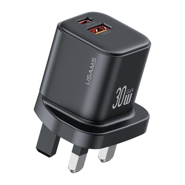 EDA008529601A-1.jpg USAMS CC277 30W GaN USB-C / Type-C and USB Dual-port Mini Fast Charger, UK Plug