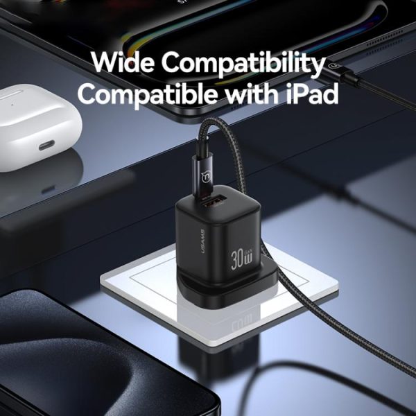 EDA0085296_B7.jpg USAMS CC277 30W GaN USB-C / Type-C and USB Dual-port Mini Fast Charger, UK Plug