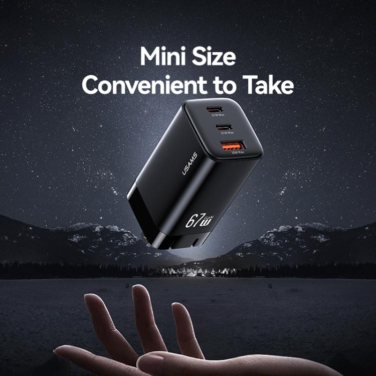 USAMS CC272 67W GaN USB and Dual Type-C Three-Port Fast Charger, US Plug 5 USAMS CC272 67W GaN USB and Dual Type-C Three-Port Fast Charger, US Plug - Image 5