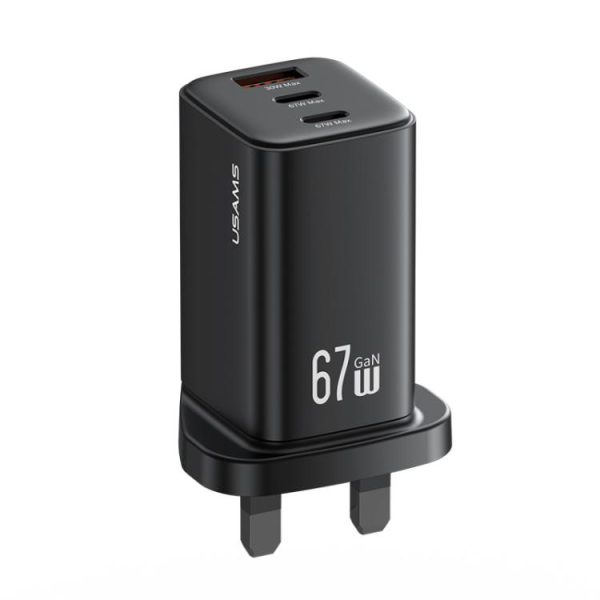 EDA008531001A_1.jpg USAMS CC279 67W GaN USB and Dual Type-C Three-Port Fast Charger, UK Plug
