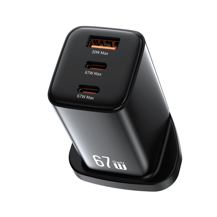USAMS CC279 67W GaN USB and Dual Type-C Three-Port Fast Charger, UK Plug 6 USAMS CC279 67W GaN USB and Dual Type-C Three-Port Fast Charger, UK Plug - Image 6