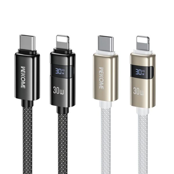 WK WDC-104 Raython 2 Digital Display 30W Type-C to 8 Pin Fast Charging Data Cable, Length: 1.2m, WDC-104