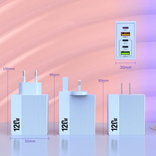 EDA008823001A_2.jpg ADC-F007 120W 3xType-C Dual USB Multi-Port Charger, US Plug, EU Plug, UK Plug