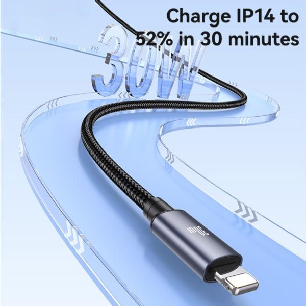 USAMS SJ770 U91 30W Type-C to 8 Pin Aluminum Alloy Fast Charging Data Cable, Length: 1m, SJ770