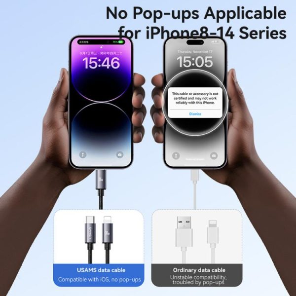 USAMS SJ770 U91 30W Type-C to 8 Pin Aluminum Alloy Fast Charging Data Cable, Length: 1m, SJ770