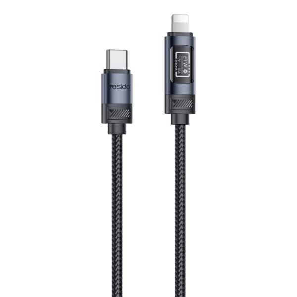 EDA008887801A-1.jpg Yesido CA201 27W Type-C to 8 Pin OLED Display Charging Data Cable, Type-C to 8 Pin