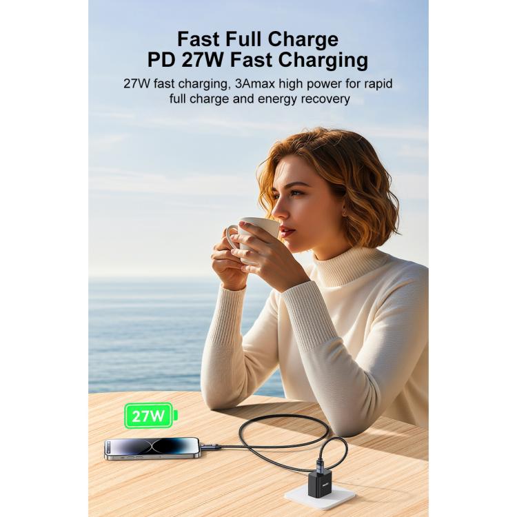 Yesido CA201 27W Type-C to 8 Pin OLED Display Charging Data Cable, Type-C to 8 Pin 3 Yesido CA201 27W Type-C to 8 Pin OLED Display Charging Data Cable, Type-C to 8 Pin - Image 3