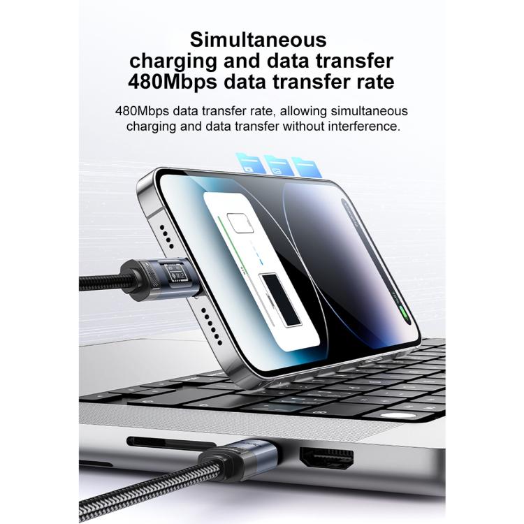 Yesido CA201 27W Type-C to 8 Pin OLED Display Charging Data Cable, Type-C to 8 Pin 4 Yesido CA201 27W Type-C to 8 Pin OLED Display Charging Data Cable, Type-C to 8 Pin - Image 4